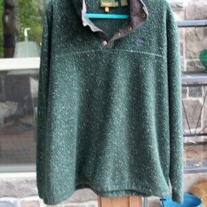 Men's dark green Timberline fleece with snaps, size XL, drawstring at waist
